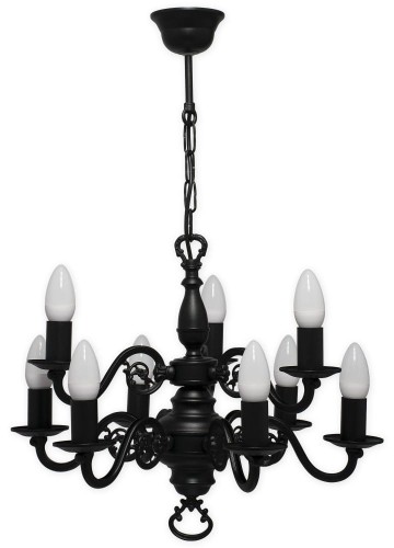 Świecznik żyrandol na 9 żarówek czarny matowy 387 W9 CZA