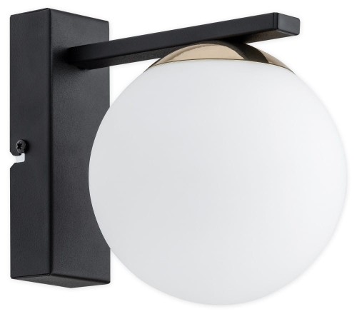 Pojedyńczy kinkiet klosz kula czarny matowy +złoty Maya O3340 K1 CZA + ZŁ