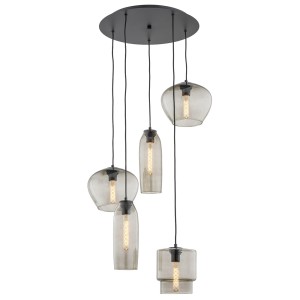 Lampa wisząca żyrandol kaskadowy szklane klosze dymne różne kształty SERAFINO 2080