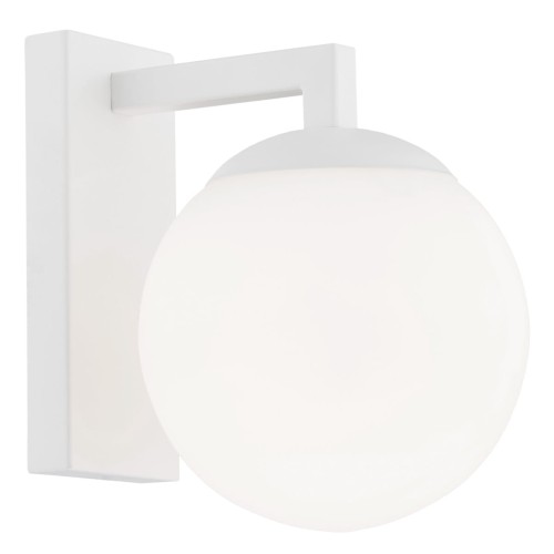 Lampa ścienna, kinkiet biały ze szklanym kloszem w kształcie kuli ASPEN 3733