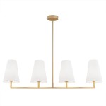 Złota lampa wisząca w linii prostej na 4 żarówki z białymi abażurami Safiano 1828