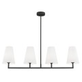 Czarna lampa wisząca w linii prostej na 4 żarówki z białymi abażurami Safiano 1831
