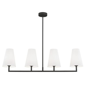 Czarna lampa wisząca w linii prostej na 4 żarówki z białymi abażurami Safiano 1831