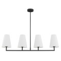 Czarna lampa wisząca w linii prostej na 4 żarówki z białymi abażurami Safiano 1831
