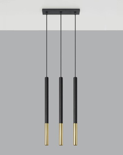 Lampa wisząca na listwie 3 żarówki Mozaica 3L czarny/złoty SL.0892