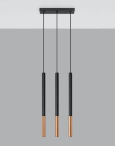 Lampa wisząca na listwie 3 żarówki Mozaica 3L czarny/miedź SL.0889