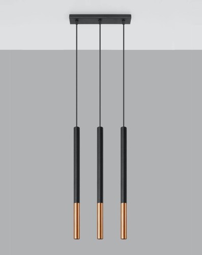 Lampa wisząca na listwie 3 żarówki Mozaica 3L czarny/miedź SL.0889