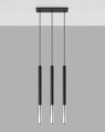 Lampa wisząca na listwie 3 żarówki Mozaica 3L czarny/chrom SL.0886