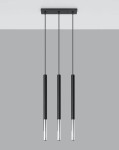 Lampa wisząca na listwie 3 żarówki Mozaica 3L czarny/chrom SL.0886