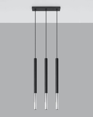 Lampa wisząca na listwie 3 żarówki Mozaica 3L czarny/chrom SL.0886