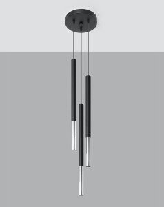 Kaskadowa lampa wisząca na 3 żarówki Mozaica 3P czarny/chrom SL.0887