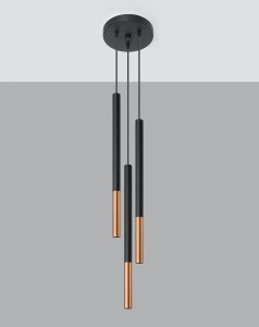 Kaskadowa lampa wisząca na 3 żarówki Mozaica 3P czarny/miedź SL.0890