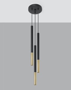 Kaskadowa lampa wisząca na 3 żarówki Mozaica 3P czarny/złoty SL.0893