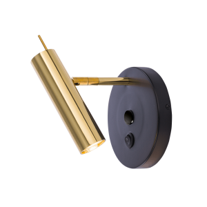 Lampa na ścianę z wyłącznikiem kinkiet AMOS mosiężno czarny 1xGU10 8905 