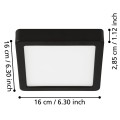 Lampa natynkowa do łazienki FUEVA 5 Plafon LED 11W 3000K czarny IP44 900643 Eglo