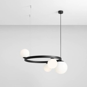 Lampa wisząca do salonu na 4 żarówki GARDA 4 RING BLACK 1099L1_R Aldex