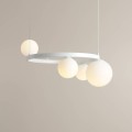 Lampa wisząca do salonu na 4 żarówki  biała GARDA 4 RING WHITE 1099L_R  Aldex