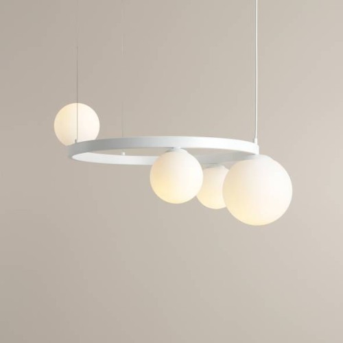Lampa wisząca do salonu na 4 żarówki  biała GARDA 4 RING WHITE 1099L_R  Aldex
