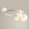 Lampa wisząca do salonu na 4 żarówki  biała GARDA 4 RING WHITE 1099L_R  Aldex