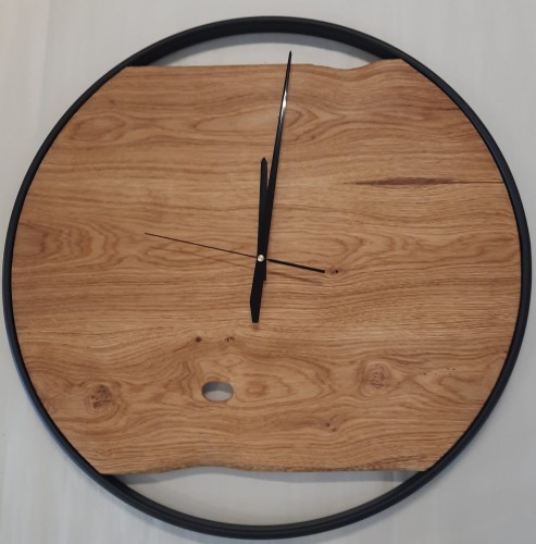 Zegar drewniany wiszący ścienny dębowy ręcznie robiony Ø 58 cm olejowany Hand Made