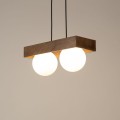 Podwójna lampa wisząca mleczne kulki ze sklejką Bloom 2 33664