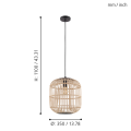 Lampa wisząca drewniana do salonu 1XE27 BORDESLEY  43216