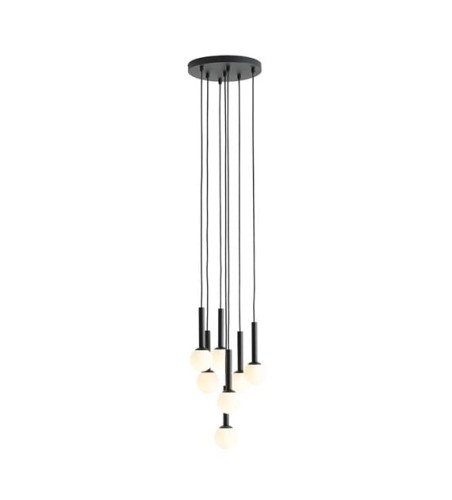 Lampa wisząca czarna na 7 żarówek do holu, salonu RIU 7 RING ALL BLACK 1117T1