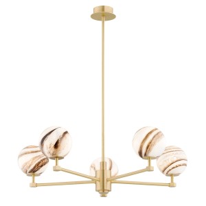 Lampa wisząca na 5żar.  żyrandol marmur mosiądz 68cm ARUBA 2179
