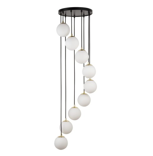 Lampa wisząca na 9 mlecznych kul do salonu PIANO 9 SIGMA 33661