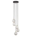 Lampa wisząca z 5 kulistymi białymi kloszami i mosiądzowanymi podkloszówkami PIANO 5 SIGMA 33659