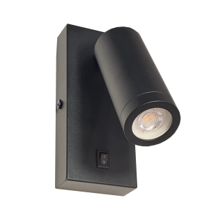 Kinkiet z wyłącznikiem do sypialni czarny DOKU 4025 