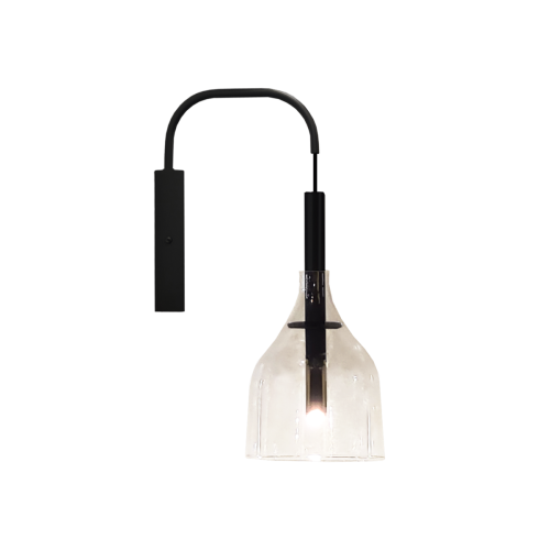 Kinkiet BOTOR lampa na ścianę do salonu czarna transparentny klosz 4020 SHILO