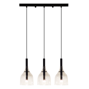 Lampa wisząca BOTOR 3 czarna klosz przeźroczysty nad stół 5096 