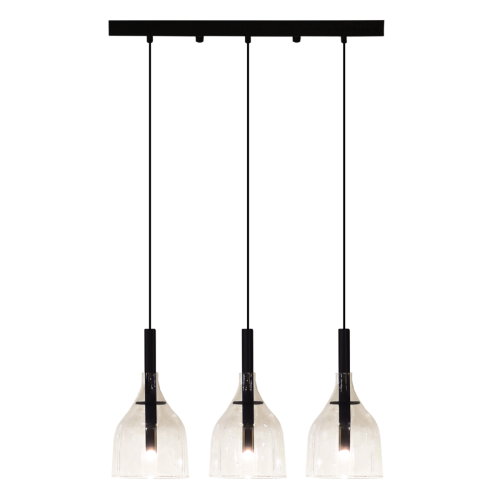Lampa wisząca BOTOR 3 czarna klosz przeźroczysty nad stół 5096 SHILO