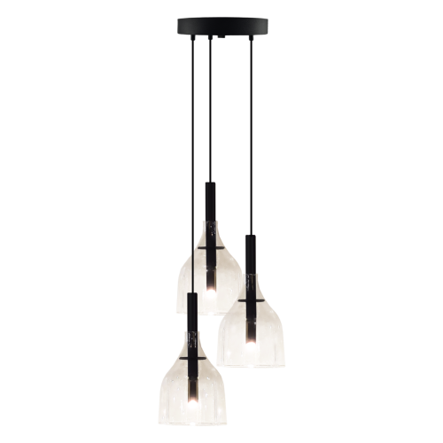 Lampa wisząca na plafonie  BOTOR O 3 czarna transparentny klosz 5097 SHILO