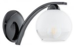 Kinkiet 1 pł. Leo - czarny połysk  klosz biały mrożony + przezroczysty O2520 K1 CZA LEMIR