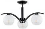 Lampa wisząca Leo żyrandol 3 pł. - czarny połysk - klosz biały mrożony + przezroczysty O2523 W3 CZA LEMIR