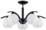 Lampa wiszaca Leo żyrandol 5 pł. - czarny połysk - klosz biały mrożony + przezroczysty O2525 W5 CZA LEMIR