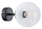 Lampa ścienna Pinox kinkiet 1 pł. - czarny matowy - klosz biały mrożony + przezroczysty O3080 K1 CZA LEMIR