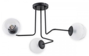 Lampa wisząca Pinox żyrandol 3 pł. - czarny matowy - klosz biały mrożony + przezroczystyO3083 W3 CZA Lemir