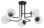 Lampa wisząca Pinox żyrandol 5 pł. - czarny matowy - klosz biały mrożony + przezroczystyO3085 W5 CZA  LEMIR