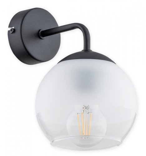 Lampa scienna Segre kinkiet 1 pł. - czarny matowy - klosz biały mrożony + przezroczysty] O3090 K1 CZA LEMIR