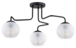 Lampa Segre żyrandol 3 pł. - czarny matowy - klosz biały mrożony + przezroczyst O3093 W3 CZA LEMIR