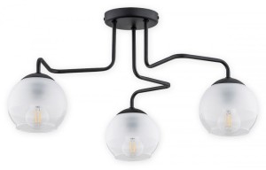 Lampa Segre żyrandol 3 pł. - czarny matowy - klosz biały mrożony + przezroczyst O3093 W3 CZA LEMIR
