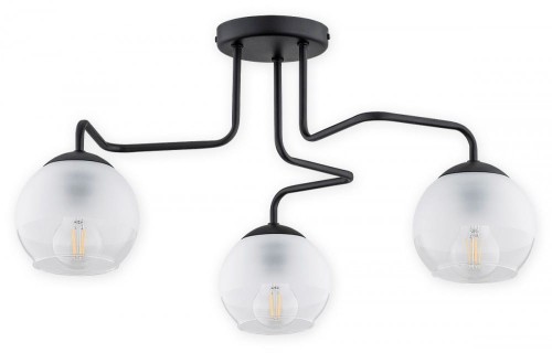 Lampa Segre żyrandol 3 pł. - czarny matowy - klosz biały mrożony + przezroczysty O3093 W3 CZA LEMIR