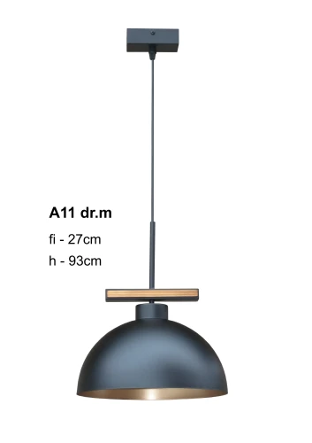 Pojedyńcza lampa metalowa z dodatkiem drewna A11 dr.m