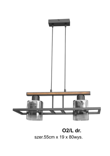 Podwójna lampa wisząca , szklane klosze w ramce O2/L dr