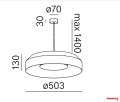 Lampa wisząca MAXI RING dot LED M927 Phase-Control zwieszany czarny+biały 59903-M927-DW-PH-12 AQFORM