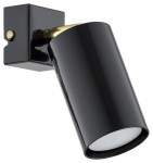 Reflektorek GU10 Idun kinkiet spot 1-punktowy - czarny połysk + złoty O3150 K1 CZA LEMIR