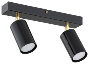 Lampa reflektorki Idun spot 2-punktowy - czarny połysk + złoty O3152 P2 CZA LEMIR